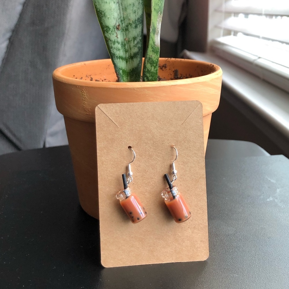 3/$14 - Coffee Brown Boba Tea/Milk Tea Earrings